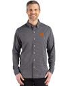 Clemson Tigers Cutter & Buck Skyline Epic Confidence Recycled Gingham Mens Long Sleeve Dress Shirt Black/Elemental Grey Front Thumbnail Image