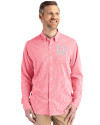 Utah Utes College Vault Cutter & Buck Skyline Epic Confidence Recycled Gingham Mens Long Sleeve Dress Shirt Red/White Front Thumbnail Image