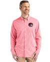 Winston-Salem State Rams Cutter & Buck Skyline Epic Confidence Recycled Gingham Mens Long Sleeve Dress Shirt Red/White Front Thumbnail Image
