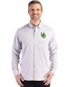 Oregon Ducks- Cutter & Buck Skyline Epic Confidence Recycled Gingham Mens Long Sleeve Dress Shirt Concrete/White Front Thumbnail Image