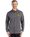 Baylor Sailor Bear College Vault Cutter & Buck Skyline Epic Confidence Recycled Gingham Mens Long Sleeve Dress Shirt Black/Elemental Grey Front Thumbnail Image