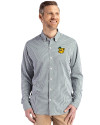 Baylor Sailor Bear College Vault Cutter & Buck Skyline Epic Confidence Recycled Gingham Mens Long Sleeve Dress Shirt Hunter/White Front Thumbnail Image