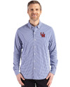 Ole Miss Rebels College Vault Cutter & Buck Skyline Epic Confidence Recycled Gingham Mens Long Sleeve Dress Shirt Tour Blue/White Front Thumbnail Image