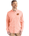 Oklahoma State Cowboys Alumni Cutter & Buck Skyline Epic Confidence Recycled Gingham Mens Long Sleeve Dress Shirt College Orange/White Front Thumbnail Image