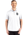 San Diego Padres Mono Cutter & Buck Advantage Refresh Epic Confidence Recycled Mens Big & Tall Tri-Blend Pique Polo White Front Thumbnail Image