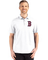 Boston Red Sox Cutter & Buck Advantage Refresh Epic Confidence Recycled Mens Big & Tall Tri-Blend Pique Polo White Front Thumbnail Image