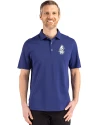 Chicago Cubs Cooperstown Cutter & Buck Advantage Refresh Epic Confidence Recycled Mens Big & Tall Tri-Blend Pique Polo Tour Blue Front Thumbnail Image
