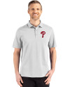 Philadelphia Phillies Cutter & Buck Advantage Refresh Epic Confidence Recycled Mens Big & Tall Tri-Blend Pique Polo CONCRETE Front Thumbnail Image