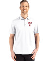 Philadelphia Phillies Cutter & Buck Advantage Refresh Epic Confidence Recycled Mens Big & Tall Tri-Blend Pique Polo White Front Thumbnail Image