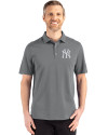 New York Yankees Cutter & Buck Advantage Refresh Epic Confidence Recycled Mens Big & Tall Tri-Blend Pique Polo Elemental Grey Front Thumbnail Image
