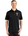 Texas Rangers Cutter & Buck Advantage Refresh Epic Confidence Recycled Mens Big & Tall Tri-Blend Pique Polo Black Front Thumbnail Image