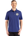 Milwaukee Brewers Cooperstown Cutter & Buck Advantage Refresh Epic Confidence Recycled Mens Big & Tall Tri-Blend Pique Polo Tour Blue Front Thumbnail Image