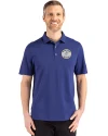 Milwaukee Brewers Cooperstown Cutter & Buck Advantage Refresh Epic Confidence Recycled Mens Big & Tall Tri-Blend Pique Polo Tour Blue Front Thumbnail Image