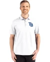 Tampa Bay Rays Cutter & Buck Advantage Refresh Epic Confidence Recycled Mens Big & Tall Tri-Blend Pique Polo White Front Thumbnail Image