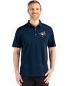 Toronto Blue Jays Cutter & Buck Advantage Refresh Epic Confidence Recycled Mens Big & Tall Tri-Blend Pique Polo Liberty Navy Front Thumbnail Image
