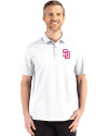 San Diego Padres City Connect Cutter & Buck Advantage Refresh Epic Confidence Recycled Mens Big & Tall Tri-Blend Pique Polo White Front Thumbnail Image