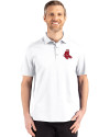 Boston Red Sox Cooperstown Cutter & Buck Advantage Refresh Epic Confidence Recycled Mens Big & Tall Tri-Blend Pique Polo White Front Thumbnail Image