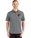 Baltimore Orioles Cooperstown Cutter & Buck Advantage Refresh Epic Confidence Recycled Mens Big & Tall Tri-Blend Pique Polo Elemental Grey Front Thumbnail Image