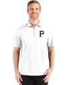 Pittsburgh Pirates Mono Cutter & Buck Advantage Refresh Epic Confidence Recycled Mens Big & Tall Tri-Blend Pique Polo White Front Thumbnail Image