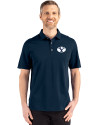 Brigham Young Cougars Cutter & Buck Advantage Refresh Epic Confidence Recycled Mens Big & Tall Tri-Blend Pique Polo Liberty Navy Front Thumbnail Image