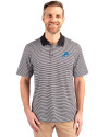 Detroit Lions Cutter & Buck Forge Tonal Stripe Stretch Mens Polo Black Front Thumbnail Image