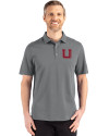 Utah Utes College Vault Cutter & Buck Advantage Refresh Epic Confidence Recycled Mens Big & Tall Tri-Blend Pique Polo Elemental Grey Front Thumbnail Image