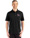 Clemson Tigers College Vault Cutter & Buck Advantage Refresh Epic Confidence Recycled Mens Big & Tall Tri-Blend Pique Polo Black Front Thumbnail Image