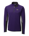 Baltimore Ravens Cutter & Buck Traverse Colorblock Stretch Quarter Zip Mens Pullover College Purple Mannequin Thumbnail Image