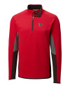 Atlanta Falcons Cutter & Buck Traverse Colorblock Stretch Quarter Zip Mens Pullover Red Mannequin Thumbnail Image