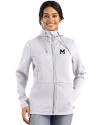 Michigan Wolverines College Vault Cutter & Buck Roam Epic Versatility Recycled Womens Full Zip Hooded Jacket Solitare Front Thumbnail Image