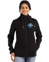 Indiana State Sycamores Cutter & Buck Roam Epic Versatility Recycled Womens Full Zip Hooded Jacket Black Front Thumbnail Image