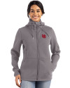 Nebraska Cornhuskers College Vault Cutter & Buck Roam Epic Versatility Recycled Womens Full Zip Hooded Jacket Elemental Grey Front Thumbnail Image