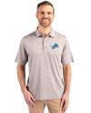Detroit Lions Cutter & Buck Forge Pencil Stripe Stretch Mens Polo Polished Medium Gray Front Thumbnail Image