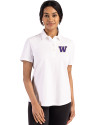 View image 10: Washington Huskies Cutter & Buck Advantage Refresh Recycled Cotton-Blend Pique Womens Polo White Front