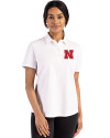 Nebraska Cornhuskers Cutter & Buck Advantage Refresh Epic Confidence Recycled Womens Tri-Blend Pique Polo White Front Thumbnail Image