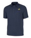 Los Angeles Rams Cutter & Buck Advantage Tri-Blend Jersey Mens Pocket Polo Liberty Navy Heather Mannequin Thumbnail Image