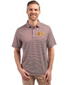 Arizona State Sun Devils Cutter & Buck Forge Eco Double Stripe Stretch Recycled Mens Polo Bordeaux/White Front Thumbnail Image