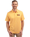 Arizona State Sun Devils Cutter & Buck Forge Eco Double Stripe Stretch Recycled Mens Polo College Gold/White Front Thumbnail Image