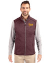 Arizona State Sun Devils Cutter & Buck Mainsail Sweater-Knit Mens Full Zip Vest Bordeaux Heather Front Thumbnail Image