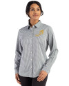 NDSU Bison Vintage Cutter & Buck Skyline Epic Confidence Recycled Gingham Womens Long Sleeve Dress Shirt  Hunter/White Front Thumbnail Image