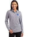 Kentucky Wildcats Alumni Cutter & Buck Skyline Epic Confidence Recycled Gingham Womens Long Sleeve Dress Shirt  Black/White Front Thumbnail Image
