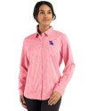 Louisiana Tech Bulldogs Cutter & Buck Skyline Epic Confidence Recycled Gingham Womens Long Sleeve Dress Shirt  Red/White Front Thumbnail Image