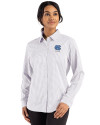 North Carolina Tar Heels Alumni Cutter & Buck Skyline Epic Confidence Recycled Gingham Womens Long Sleeve Dress Shirt  Concrete/White Front Thumbnail Image