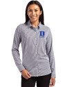 Duke Blue Devils Alumni Cutter & Buck Skyline Epic Confidence Recycled Gingham Womens Long Sleeve Dress Shirt  Black/White Front Thumbnail Image