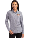 Texas Longhorns College Vault Cutter & Buck Skyline Epic Confidence Recycled Gingham Womens Long Sleeve Dress Shirt  Black/White Front Thumbnail Image