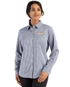 Northern Arizona Lumberjacks Cutter & Buck Skyline Epic Confidence Recycled Gingham Womens Long Sleeve Dress Shirt  Navy Blue/White Front Thumbnail Image