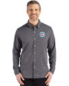 Chicago Fire FC Cutter & Buck Skyline Epic Confidence Recycled Gingham Mens Big & Tall Long Sleeve Dress Shirt Black/Elemental Grey Front Thumbnail Image
