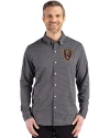 Real Salt Lake Cutter & Buck Skyline Epic Confidence Recycled Gingham Mens Big & Tall Long Sleeve Dress Shirt Black/Elemental Grey Front Thumbnail Image