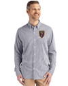 Real Salt Lake Cutter & Buck Skyline Epic Confidence Recycled Gingham Mens Big & Tall Long Sleeve Dress Shirt Black/White Front Thumbnail Image