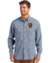 Real Salt Lake Cutter & Buck Skyline Epic Confidence Recycled Gingham Mens Big & Tall Long Sleeve Dress Shirt Pale Blue/Navy Blue Front Thumbnail Image